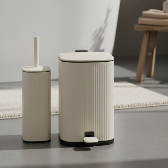 Trash Can & Toilet Brush Set